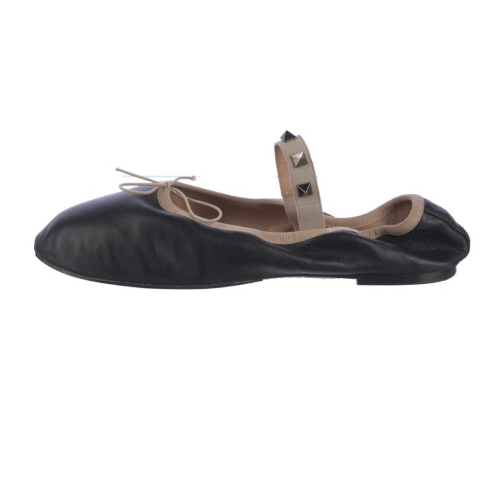Valentino Rockstud Accent Leather Mary Jane Flats